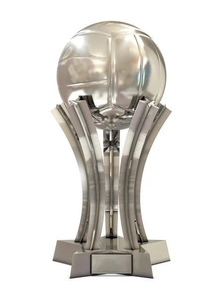 Zilveren volleybal award trofee met bal en sterren Stockafbeelding