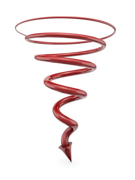 Linha espiral vermelha com seta — Fotografia de Stock