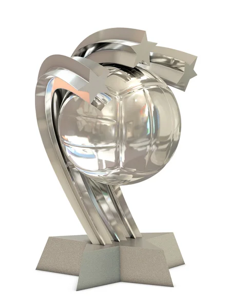 Troféu de prata com estrelas e bola de vôlei — Fotografia de Stock