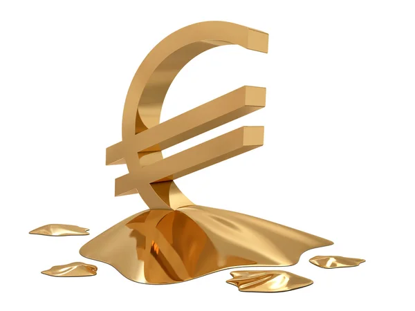 Euro sinal dourado derreter — Fotografia de Stock