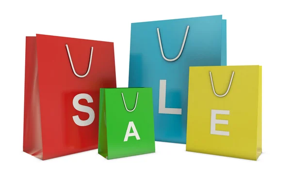Színes shoping táskák és szöveg eladó Stock Kép