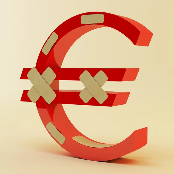 Eurosymbool met pleister Stockfoto