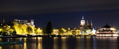 Amsterdam night panorama clipart