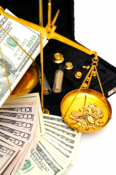Raw Gold And Money — Stock Photo, Image