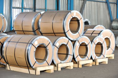 Packed rolls of steel sheet clipart