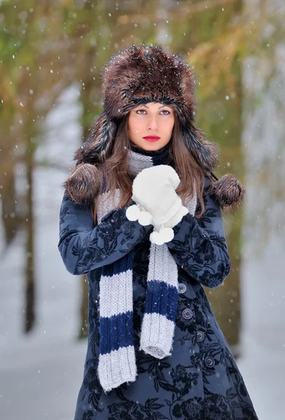 Young Beautiful Woman in winter time — Stock Photo, Image