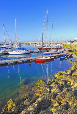 Yachts docked at Howth harbor in ireland clipart