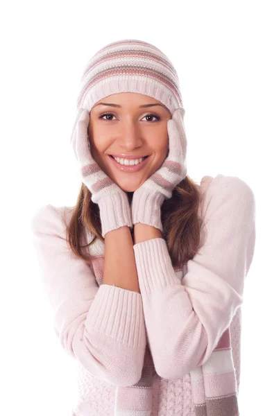 Joven hermosa mujer en sombrero de invierno — Foto de Stock
