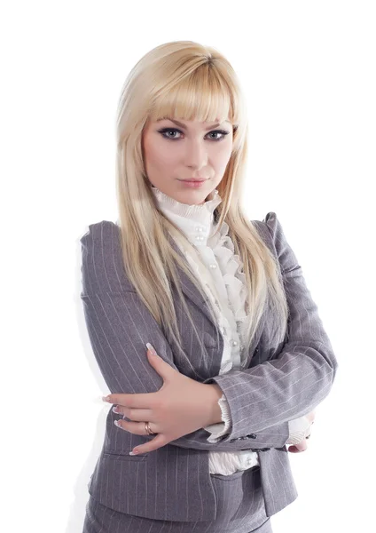 Mulher de negócios em um fundo branco — Fotografia de Stock