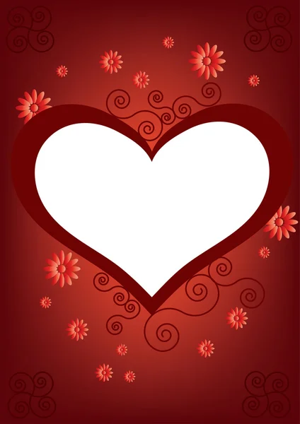 Abstracte rode kaart valentine dag achtergrond — Stockvector