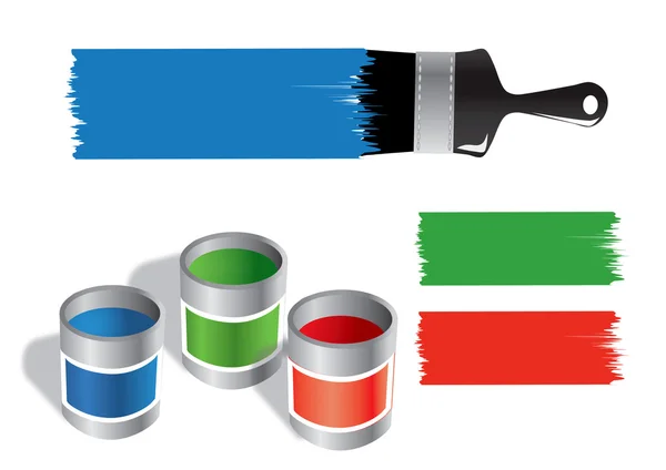 Paint bucket and brush vector illustration — Stock Vector