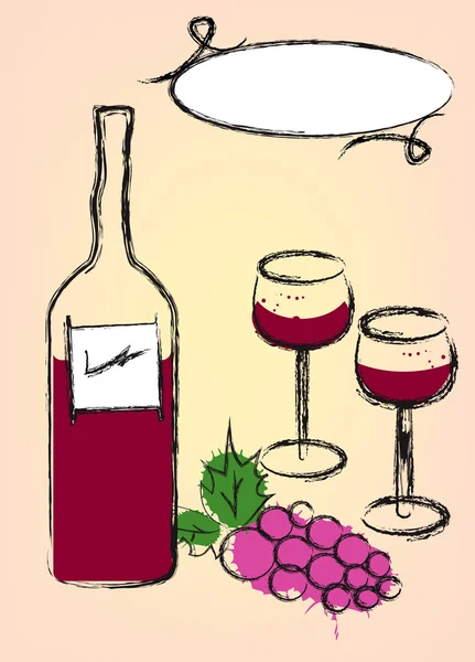 Bir iki kadeh vektör ile şarap — Stok Vektör