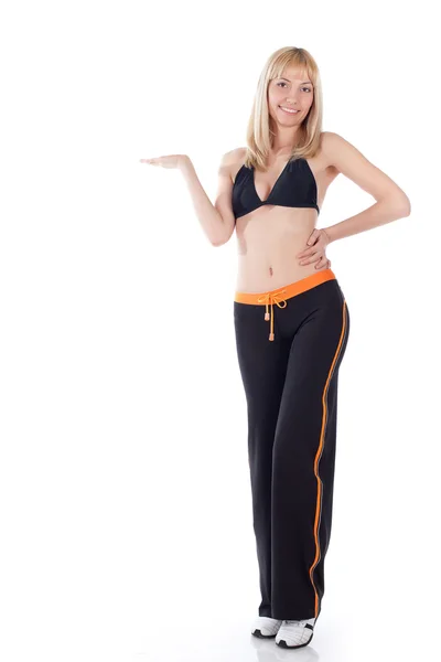 Mujer en pose de desgaste deportivo presentado — Foto de Stock