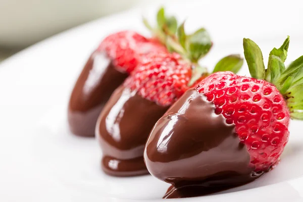 Strawberries with melted Chocolate — Stock Photo, Image