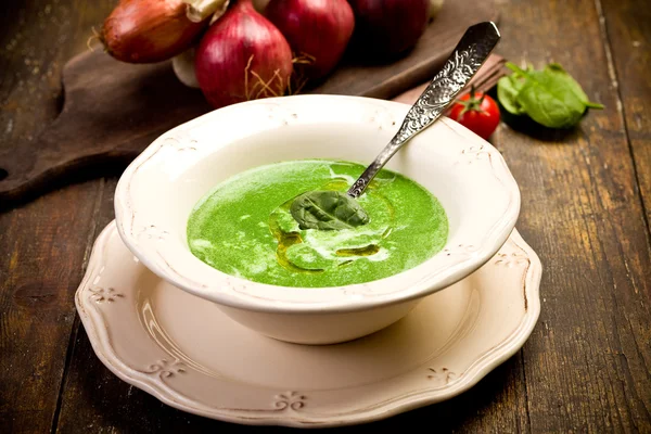 Spinazie crème soep — Stockfoto