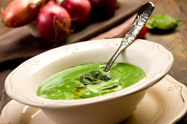 Spinazie crème soep — Stockfoto