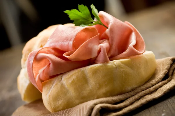 Sandwich with Mortadella Sausage — Stock Photo, Image