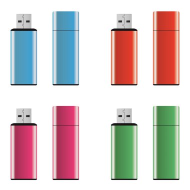 Colored USB pen drives clipart