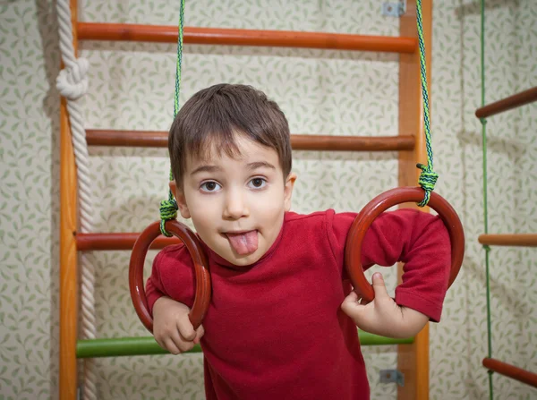 Child at home sport gym — Stock Photo, Image