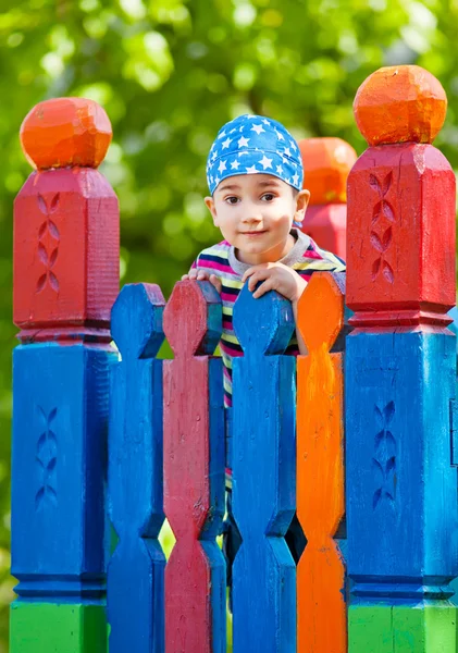 Young boy in bandana on playground — Stock Photo, Image
