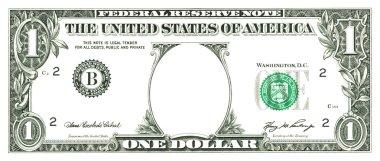 One dollar bill with a hole clipart