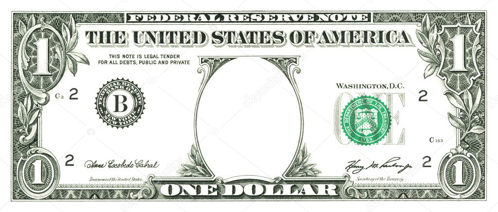 One dollar bill with a hole