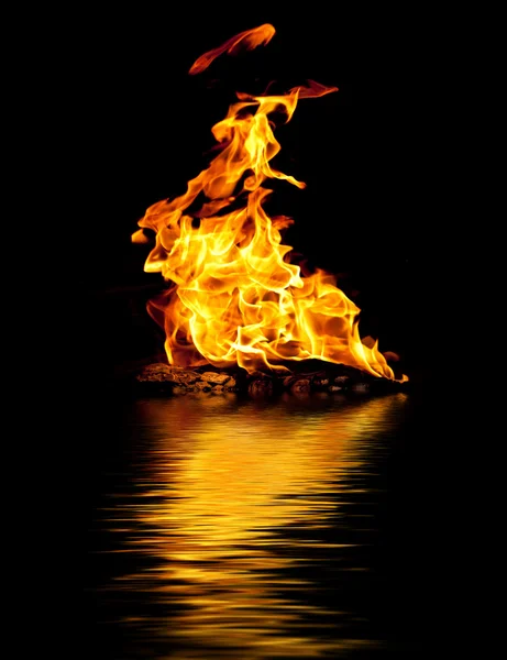 stock image Tongues of flame and water reflection