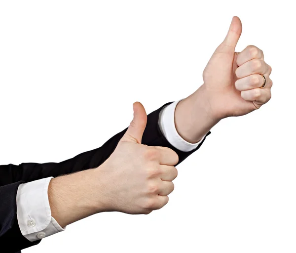 Businessman hands with thumb up — Stock Photo, Image