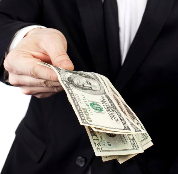 Biznesmen, oferując pieniądze — Zdjęcie stockowe