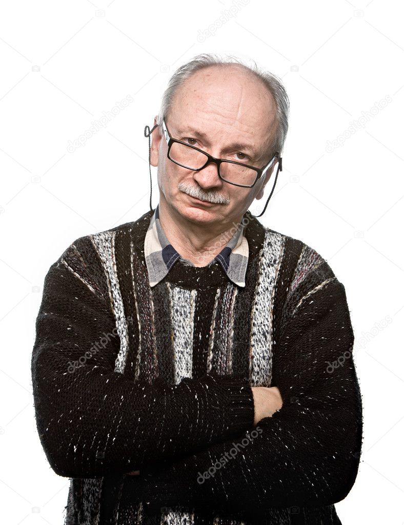 Elderly man in glasses and jacket