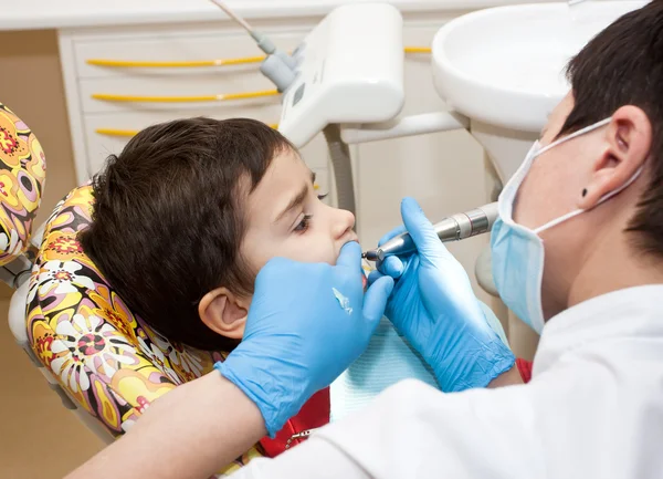 stock image Boy in dentist's office