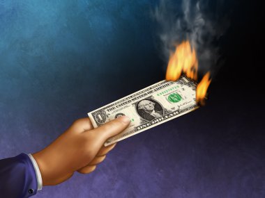 Burning money clipart