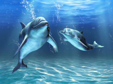 Картина, постер, плакат, фотообои "дельфины животные природа ретро", артикул 10153521