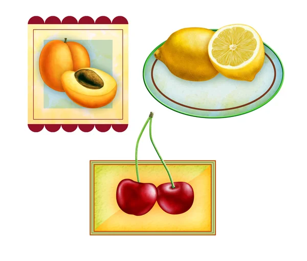 Ovocné štítky — Stock fotografie