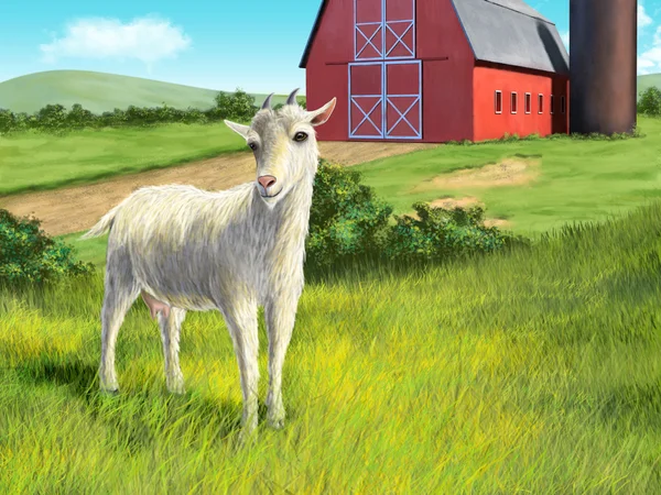 Keçi ve çiftlik — Stok fotoğraf