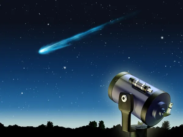 Komet och stjärnklar himmel — Stockfoto