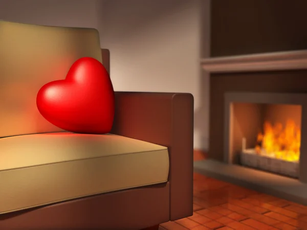Herz auf dem Sofa — Stockfoto