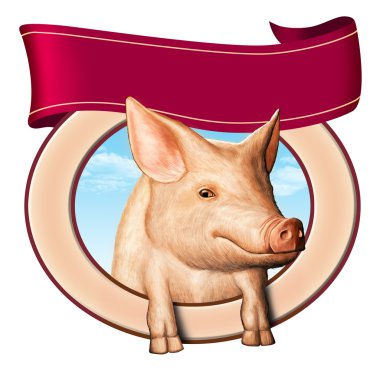 Pig label clipart