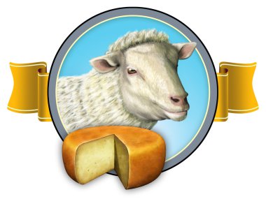 Sheep cheese lable clipart