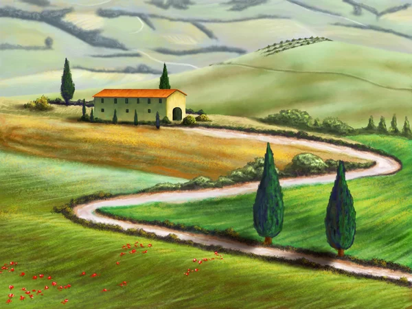 Landbouwgrond in Toscane, Italië — Stockfoto