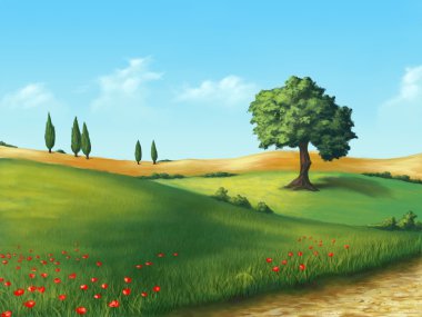 Serene landscape clipart