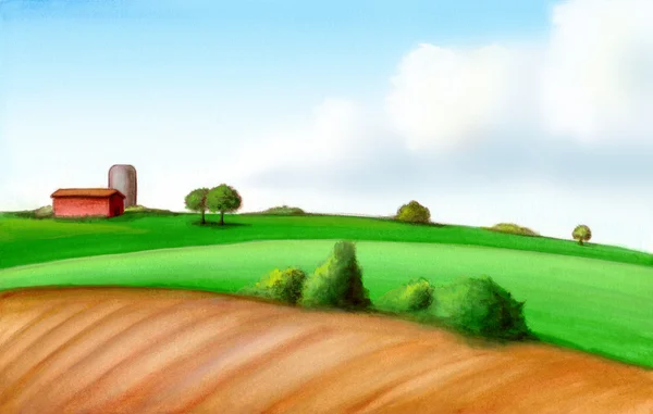 Krajobraz gospodarstwa — Zdjęcie stockowe