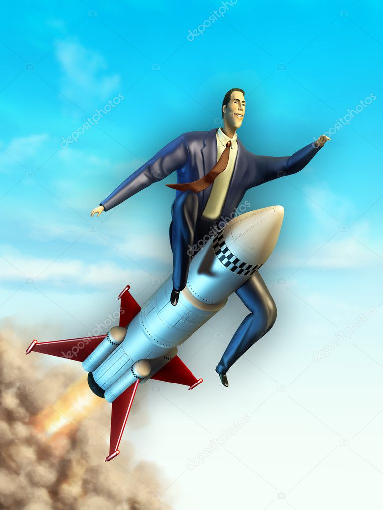 Flying businessman