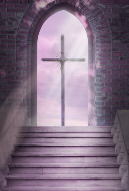 Cross and stairs clipart