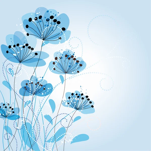Μπλε ρομαντικό λουλούδι φόντο — Διανυσματικό Αρχείο