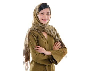 Portrait of a young muslim woman on white background clipart