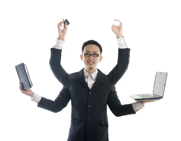 Asijské mužské multitasking — Stock fotografie