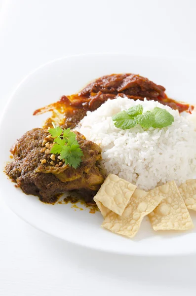 stock image Nasi lemak traditional malaysian spicy rice dish