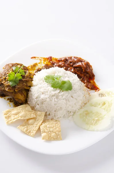 stock image Nasi lemak traditional malaysian spicy rice dish