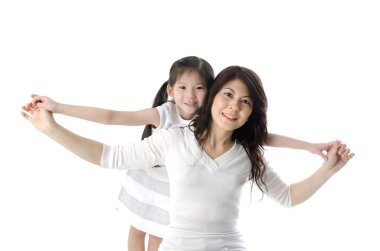 Asya anne eğlenmek zaman kızı ile